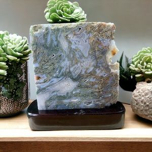 moss agate crystal slab